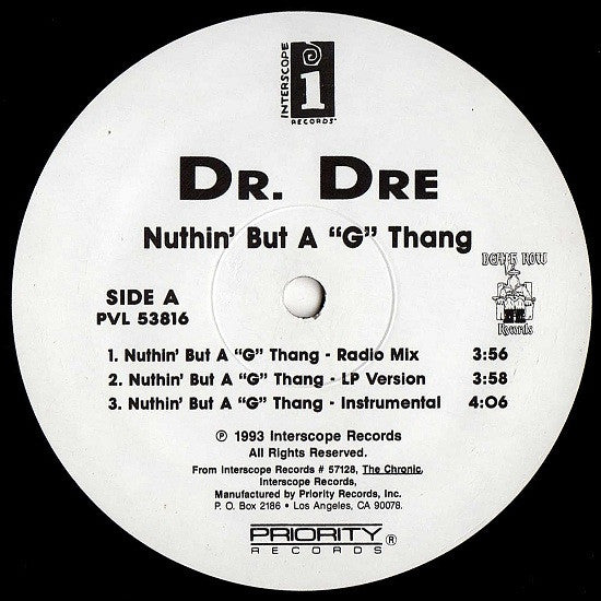 Dr. Dre : Nuthin' But A G Thang (12")