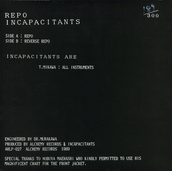 Incapacitants : Repo (LP, Album, Ltd, Num)